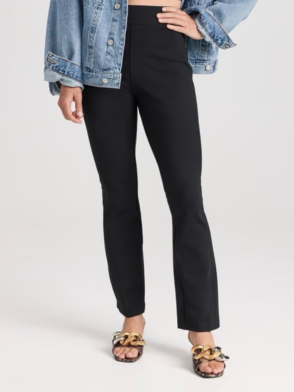 Spanx The Perfect Pants High-Rise Black Straight-Leg Ponte Size Medium - Picture 2 of 9